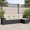 vidaXL 5-delige Loungeset met kussens poly rattan zwart
