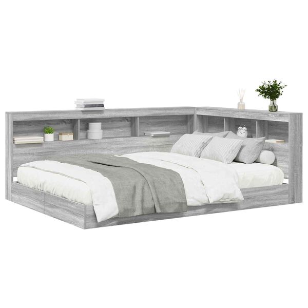 vidaXL Boekenkast Bed Grijs sonoma 150 x 200 cm Bewerkt hout