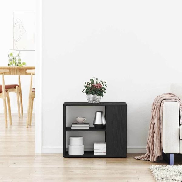 vidaXL Dressoir met lade Zwart Eiken 60 x 30 x 50 cm Bewerkt hout