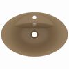 vidaXL Wastafel met overloop ovaal 58,5x39 cm keramiek matcr&egrave;me