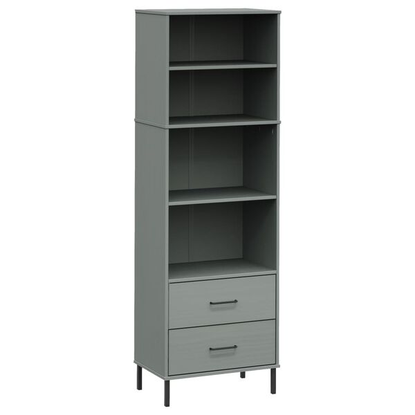 vidaXL Boekenkast met 2 lades OSLO 60x35x180 cm massief hout grijs