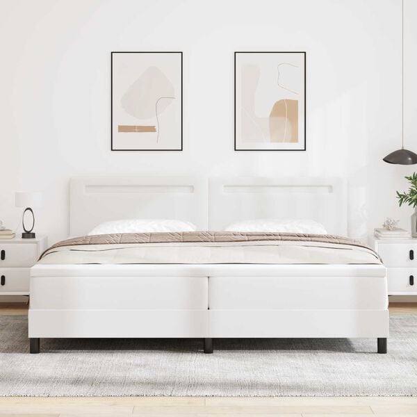 vidaXL Boxspringbed met matras met LED Wit 200 x 200 cm Kunstleer