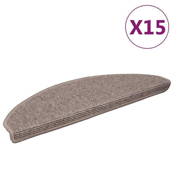 vidaXL Trapmatten 15 st 65x21x4 cm Donkerbeige Halfrond Groot