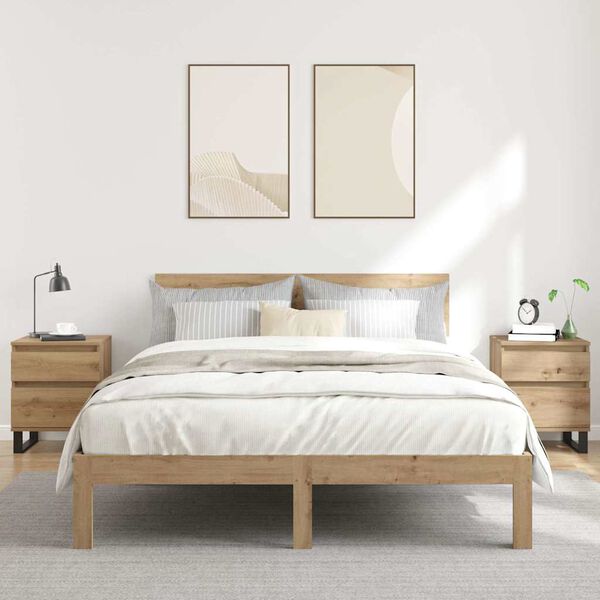 vidaXL Nachtkastjes 2 st 40x35x50cm bewerkt hout artisanaal eikenkleur