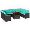 vidaXL 10-delige Loungeset met kussens poly rattan zwart