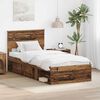 vidaXL Bedframe met hoofdeinde Oudhout 75 x 190 cm Bewerkt hout