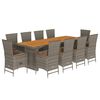 vidaXL 11-delige Tuinset met kussens poly rattan grijs
