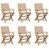 vidaXL Tuinstoelen 6 st inklapbaar stof en massief hout taupe