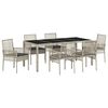 vidaXL Tuin eettafelset 7 st Lichtgrijs poly rattan