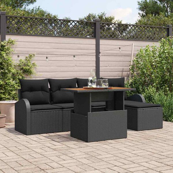 vidaXL Tuin Sofa Set met kussen 6 pcs Zwart