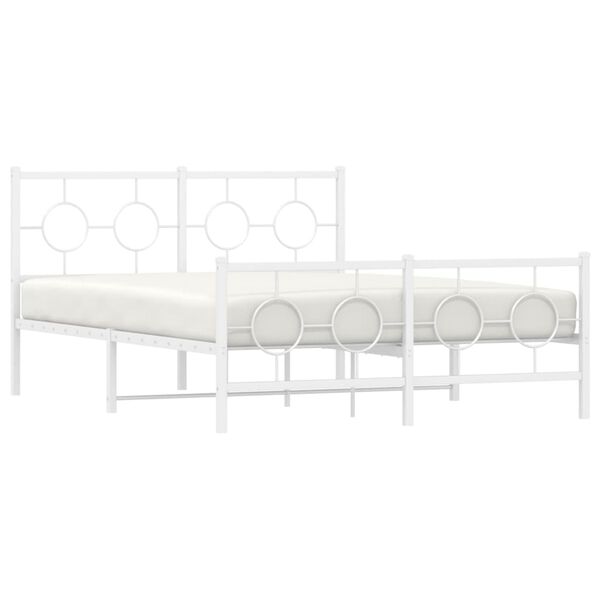 vidaXL Bedframe met hoofd- en voeteneinde metaal wit 135x190 cm