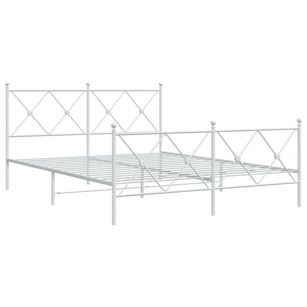 vidaXL Bedframe met hoofd- en voeteneinde metaal wit 150x200 cm