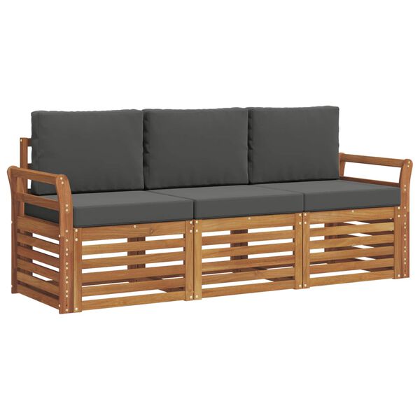 vidaXL Sofa-Sets 3 pcs Natuurlijk en Antraciet Massief Acaciahout