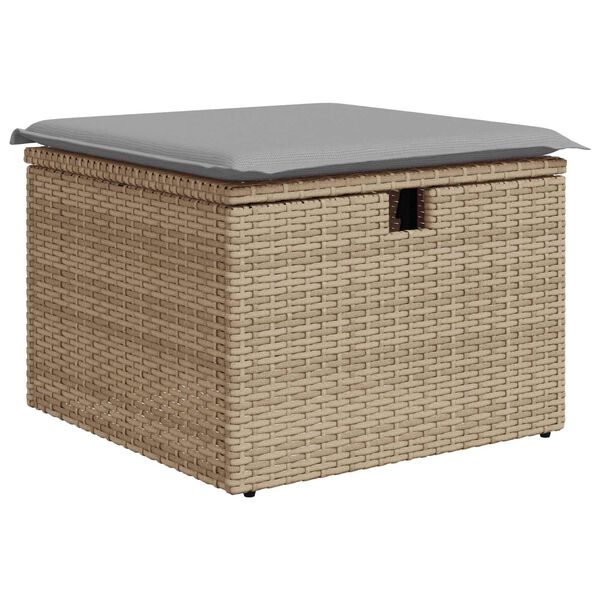 vidaXL Bankstel met kussen met opslag Beige en Licht Grijs poly rattan