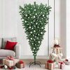 vidaXL Ondersteboven Kunst Kerstboom met Ballen Set Groen 210 cm PVC