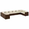 vidaXL 10-delige Loungeset met kussens poly rattan bruin