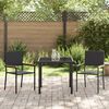 vidaXL Tuin eettafelset met kussen 3 pcs Zwart poly rattan