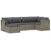 vidaXL 6-delige Loungeset met kussens poly rattan grijs