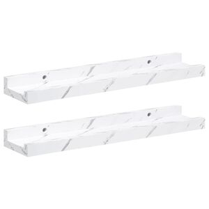 vidaXL Wandplank met plank 2 pcs Wit Marmer 40 x 9 x 3 cm Bewerkt hout
