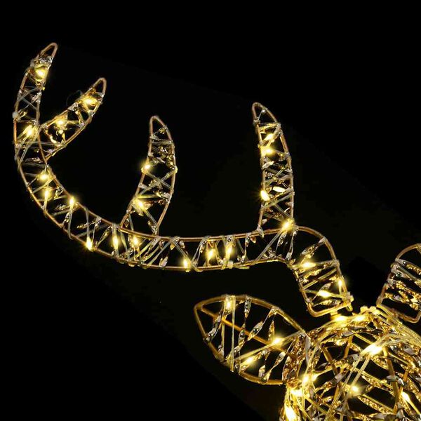 vidaXL Rendier trek slede met 140 LED Warmwit 60 cm Rattan