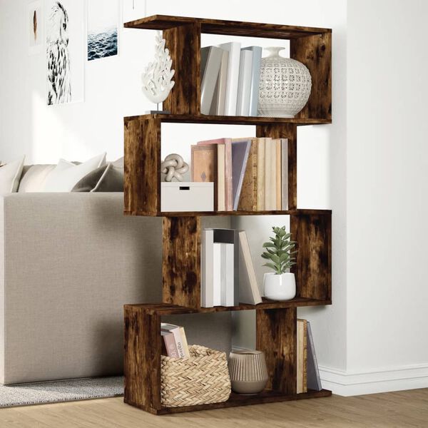 vidaXL Kamerscherm / boekenkast 4-laags 70x24x129 cm hout gerookt eik