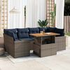 vidaXL 7-delige Loungeset met kussens poly rattan grijs