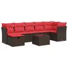 vidaXL 8-delige Loungeset met kussens poly rattan bruin