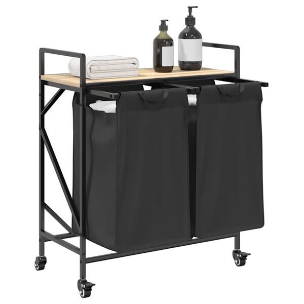 vidaXL Wasmand 2 vakken met planken sonoma eikenkleurig