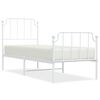 vidaXL Bedframe met hoofd- en voeteneinde&nbsp;metaal wit 75x190 cm