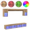 vidaXL TV Wand Eenheden met LED 6 pcs Artisan Eiken Bewerkt hout
