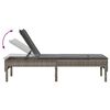 vidaXL Ligstoel met kussen grijs 55x200x44cm polyrotan