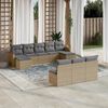 vidaXL 10-delige Loungeset met kussens poly rattan beige