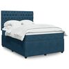 vidaXL Boxspring met matras fluweel donkerblauw 140x200 cm