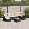 vidaXL 8-delige Loungeset met kussens poly rattan zwart