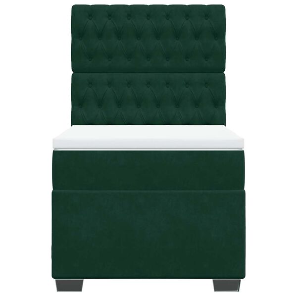 vidaXL Boxspring met matras fluweel donkergroen 90x190 cm