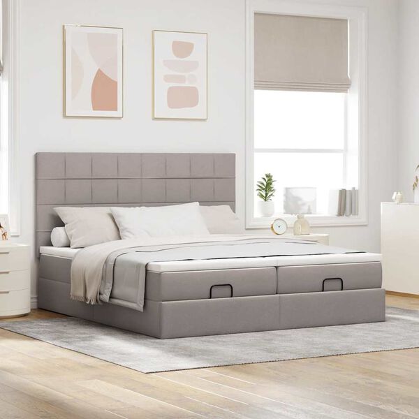 vidaXL Ottoman bed met matrassen 180x200cm stof taupe