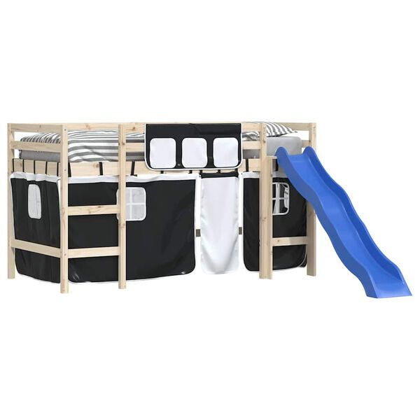 vidaXL Gordijnen voor hoogslaper polyester wit en zwart