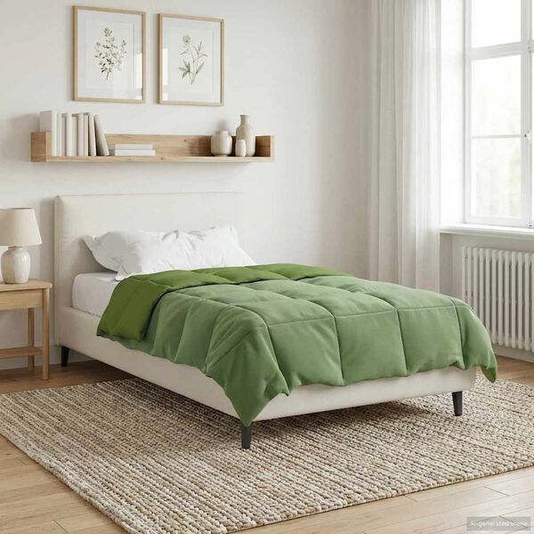 vidaXL Vol jaar dekbed Gekwilt Groen 140 x 220 cm Microfiber