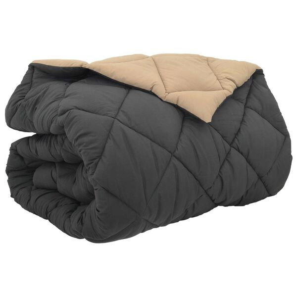 vidaXL Winter Dekbed Antraciet en Taupe 240 x 260 cm Microfiber