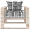 vidaXL Tuinbank met grijs geruite kussens pallet grenenhout