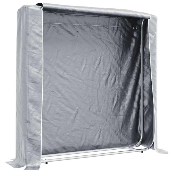 vidaXL Haardhoutrek met regenhoes 150x25x150 cm gegalvaniseerd staal