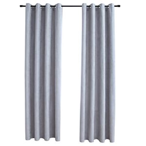 vidaXL Gordijn verduisterend met metalen ringen 2 st 140x175 cm grijs