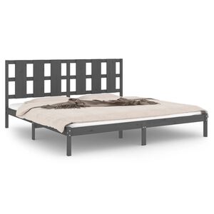 vidaXL Bedframe massief grenenhout grijs 200x200 cm