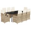 vidaXL 9-delige Tuinset met kussens poly rattan beige