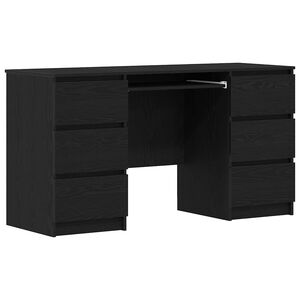 vidaXL Bureau met lade Zwart Eiken 140 x 50 x 76 cm Bewerkt hout