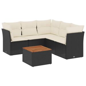 vidaXL 6-delige Loungeset met kussens poly rattan zwart