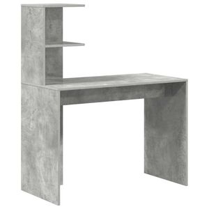 vidaXL Bureau met plank Beton Grijs 102 x 50 x 124 cm Bewerkt hout