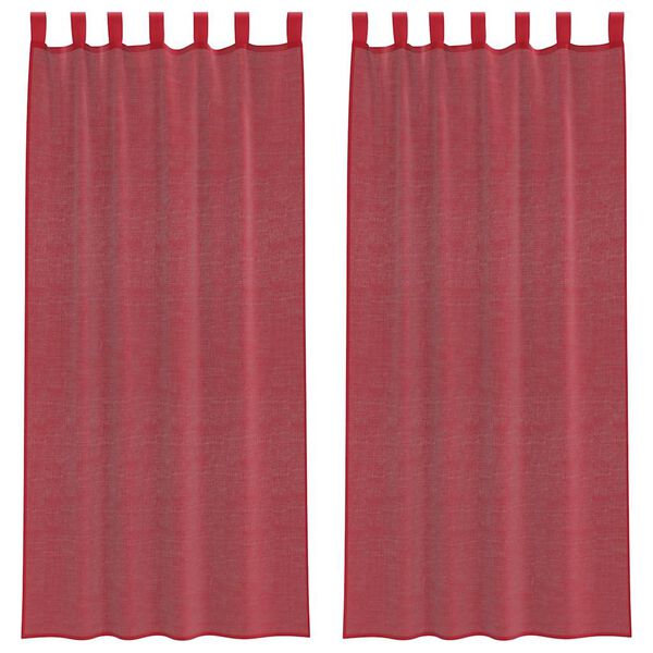 vidaXL Gordijnen Voile met lussen 2 st 140x225 cm wijnrood