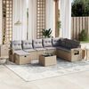 vidaXL 9-delige Loungeset met kussens poly rattan gemengd beige