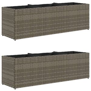 vidaXL Plantenbakken met 3 potten 2 st 105x30x32 cm poly rattan grijs